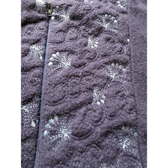 Vintage Heather Collection Navy Blue Embroidered Long Nightgown Robe 3X Made USA - Picture 8 of 9